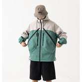 Unisex Jacket Vintage Color Matching Hooded Hooded Jacket Men's Jacket Coat